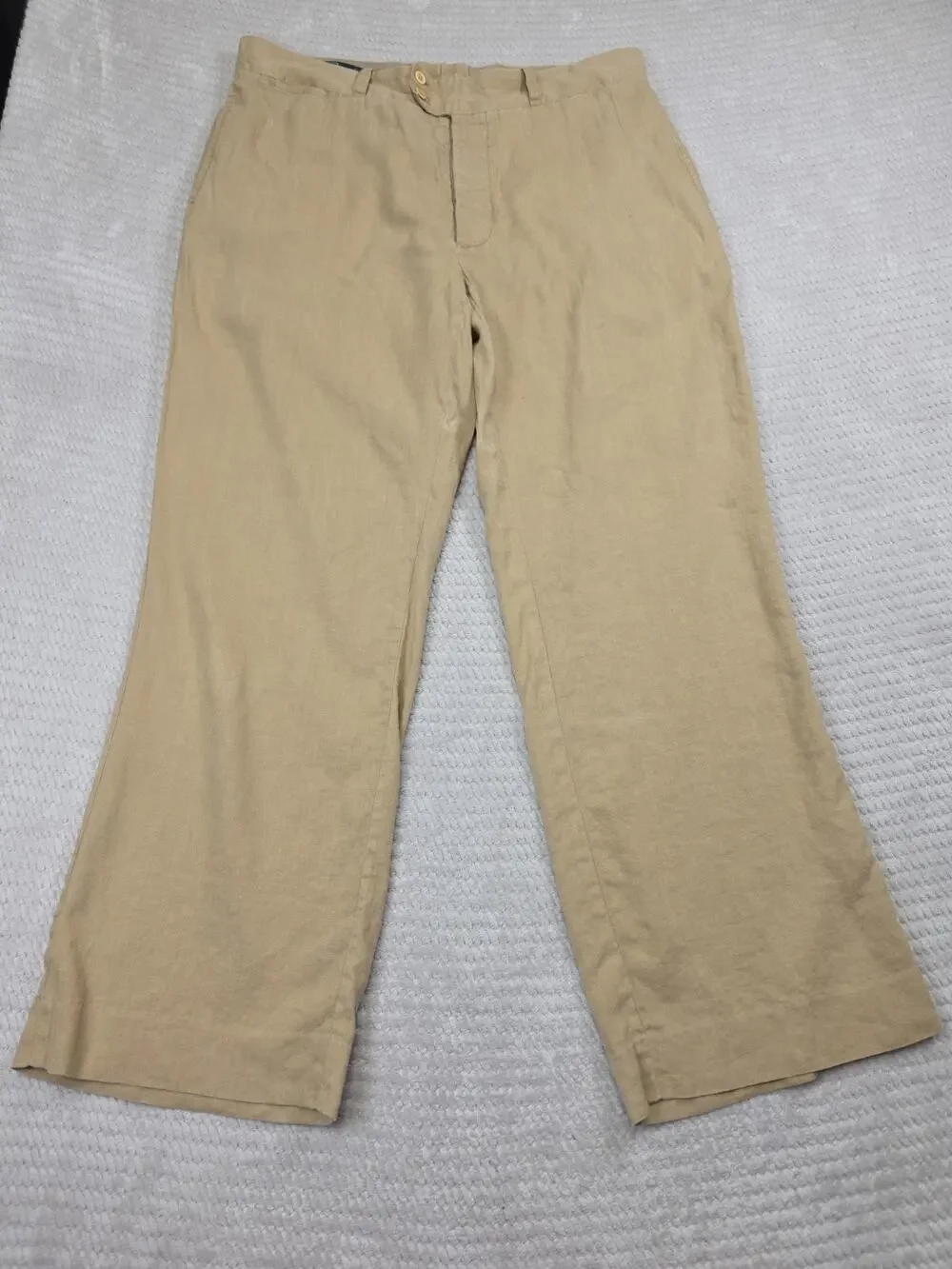 Polo Ralph Lauren Pants Mens 38 X 32 Linen Silk Blend Beachy Preppy Button Fly